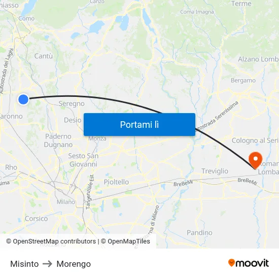 Misinto to Morengo map