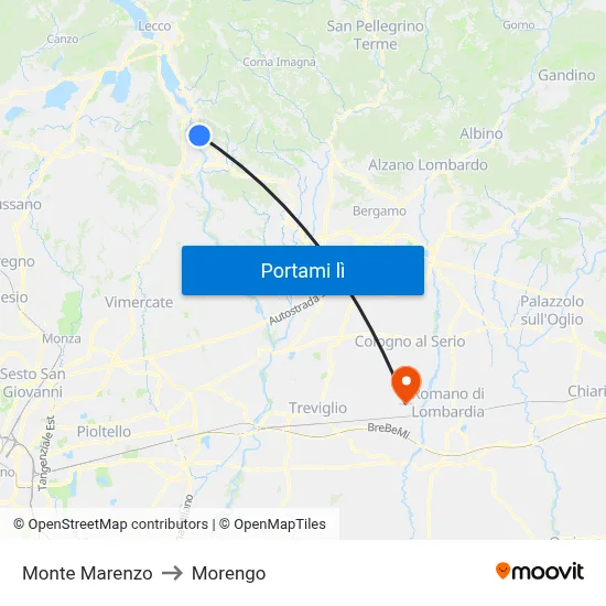 Monte Marenzo to Morengo map