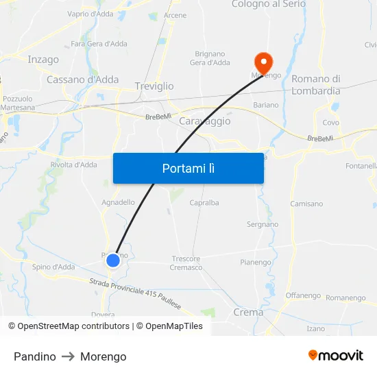 Pandino to Morengo map