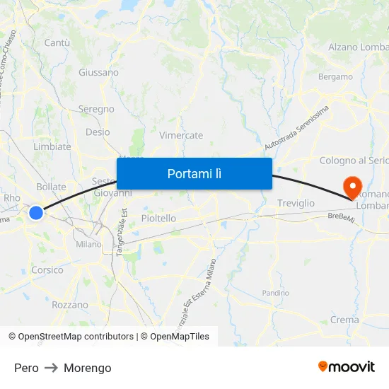 Pero to Morengo map