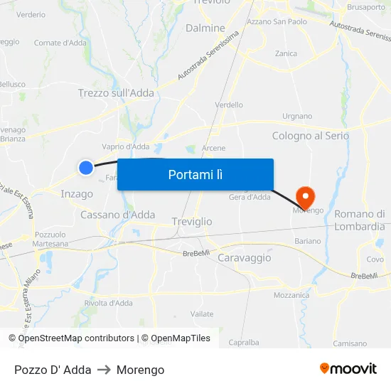 Pozzo D' Adda to Morengo map