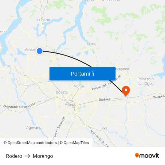 Rodero to Morengo map