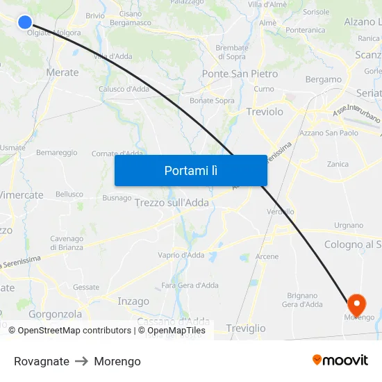 Rovagnate to Morengo map