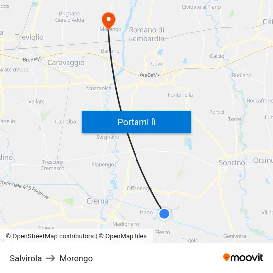 Salvirola to Morengo map