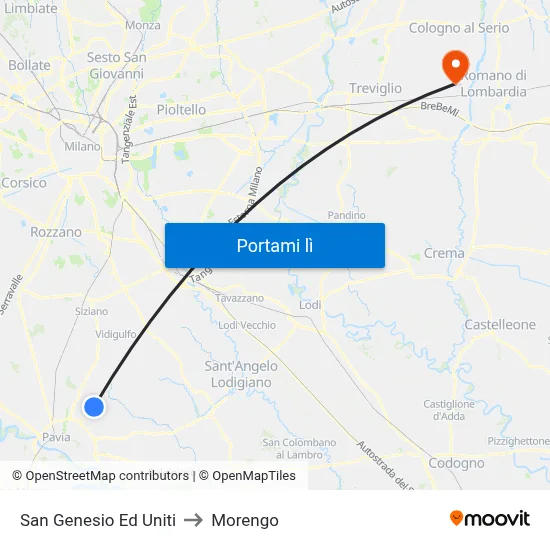San Genesio Ed Uniti to Morengo map