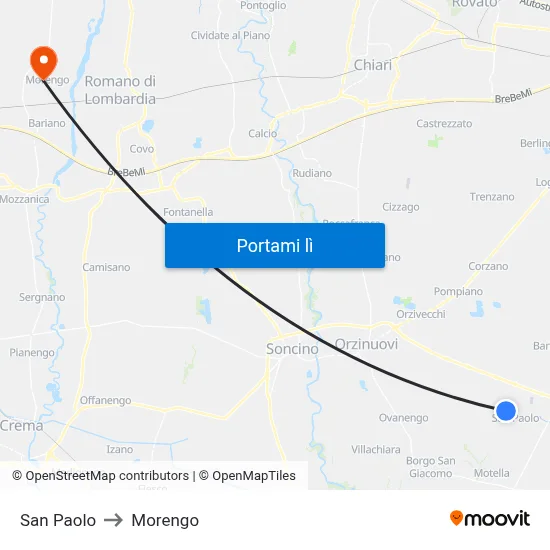 San Paolo to Morengo map