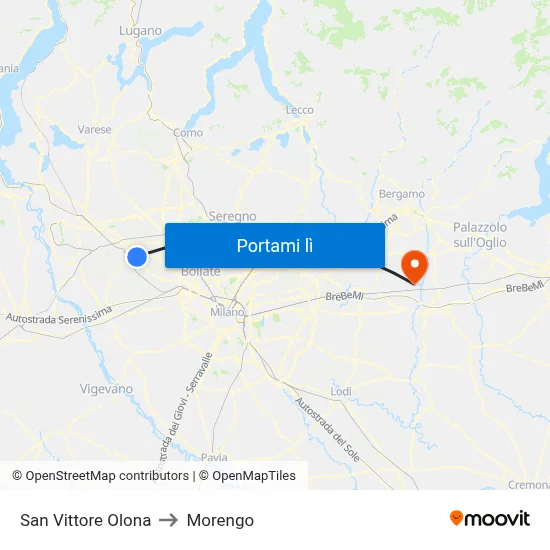 San Vittore Olona to Morengo map