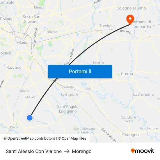 Sant' Alessio Con Vialone to Morengo map