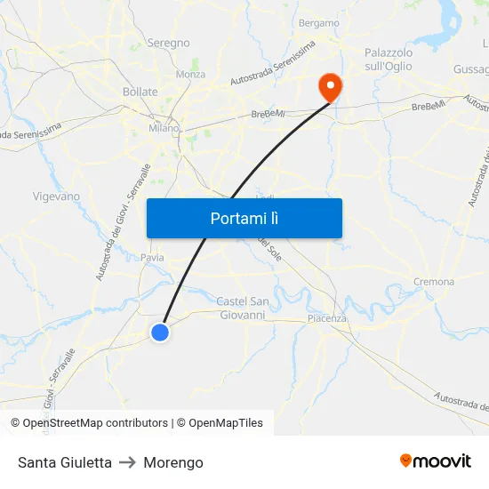 Santa Giuletta to Morengo map
