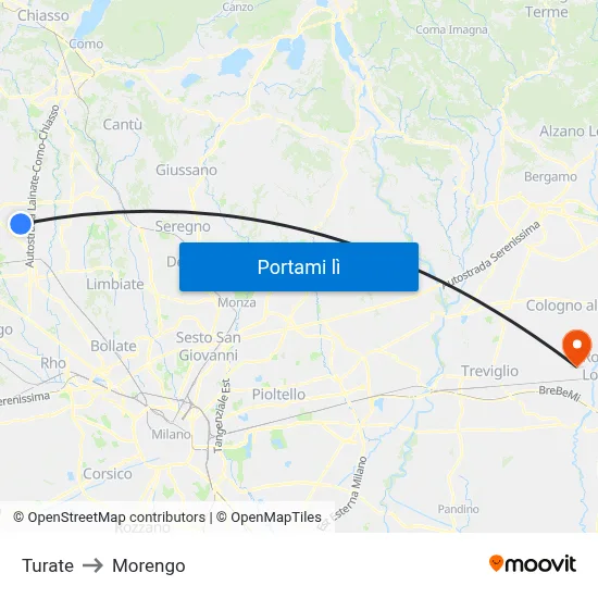 Turate to Morengo map