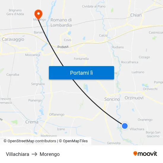Villachiara to Morengo map