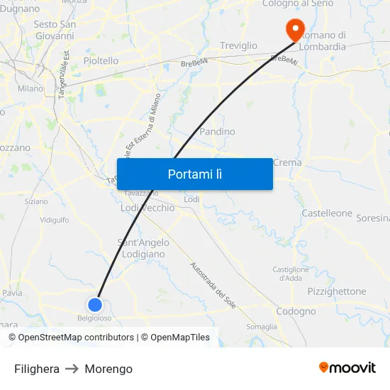 Filighera to Morengo map