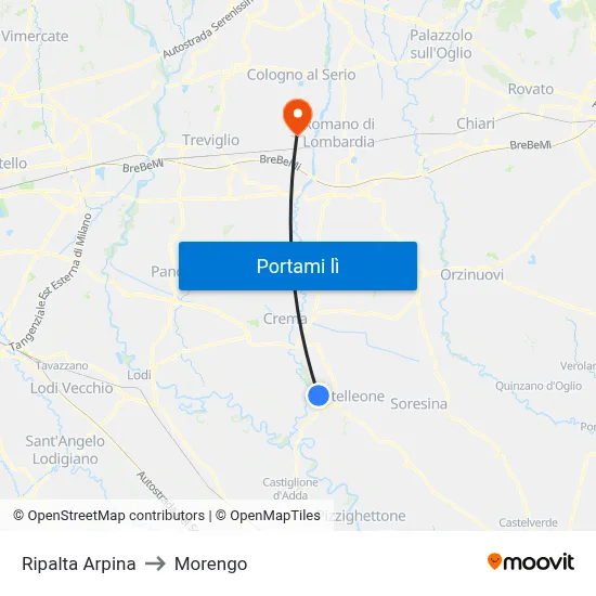 Ripalta Arpina to Morengo map