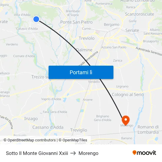 Sotto Il Monte Giovanni Xxiii to Morengo map