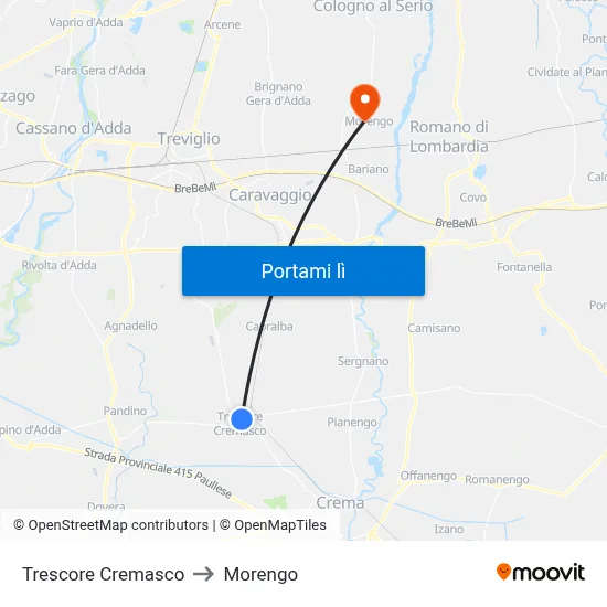 Trescore Cremasco to Morengo map