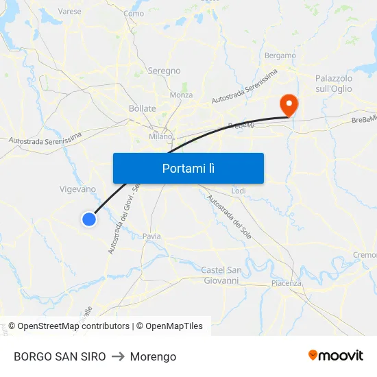 BORGO SAN SIRO to Morengo map