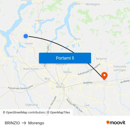 BRINZIO to Morengo map