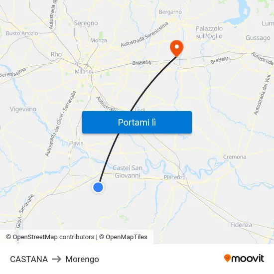 CASTANA to Morengo map