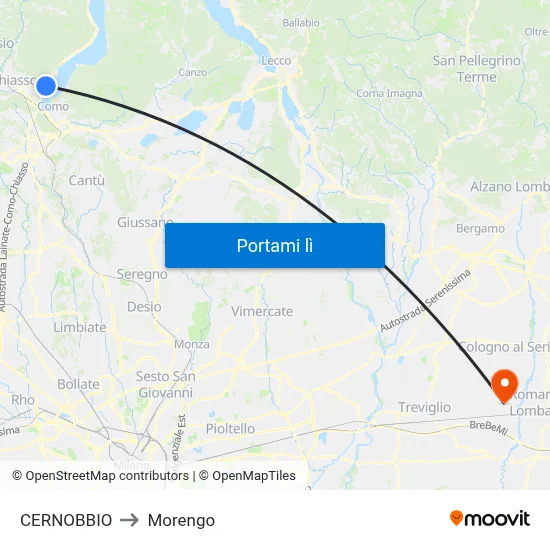CERNOBBIO to Morengo map