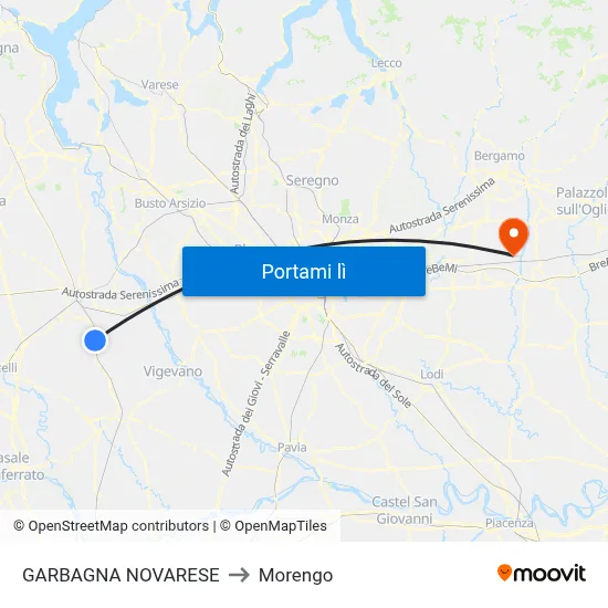 GARBAGNA NOVARESE to Morengo map