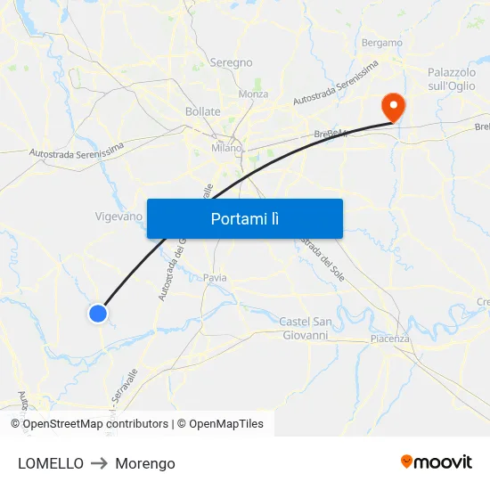 LOMELLO to Morengo map