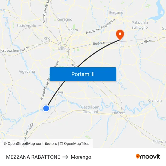 MEZZANA RABATTONE to Morengo map
