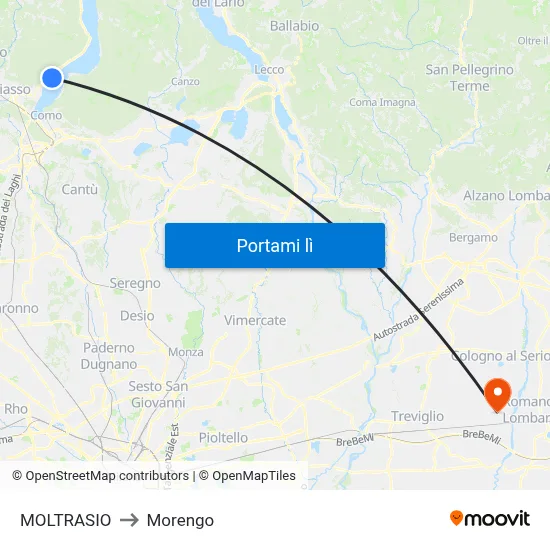 MOLTRASIO to Morengo map