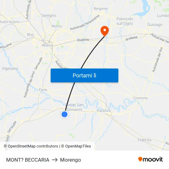 MONT? BECCARIA to Morengo map