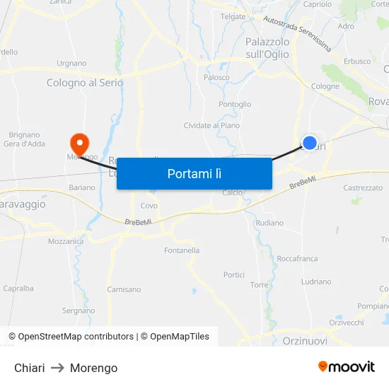 Chiari to Morengo map