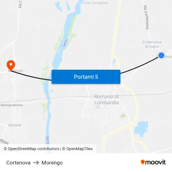 Cortenova to Morengo map