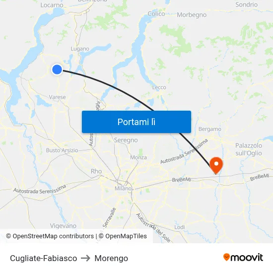 Cugliate-Fabiasco to Morengo map