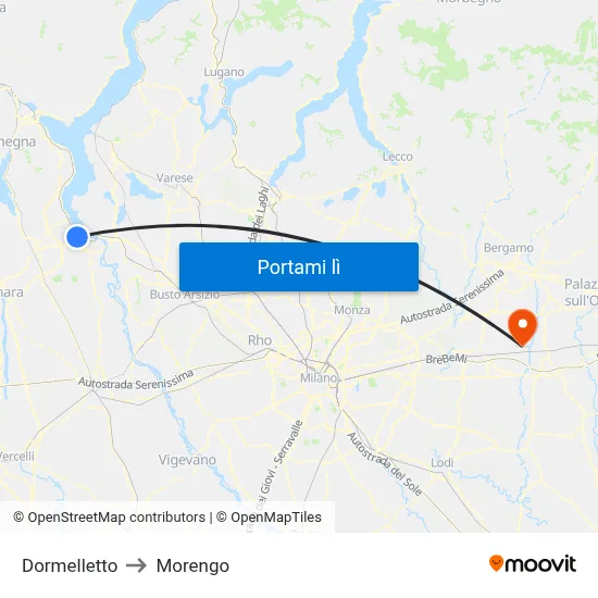 Dormelletto to Morengo map