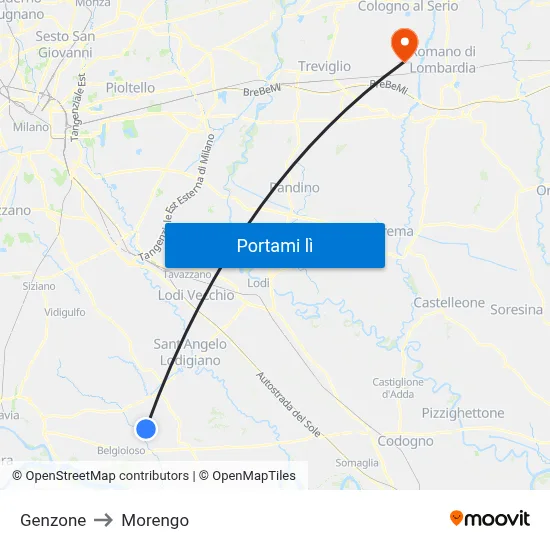 Genzone to Morengo map