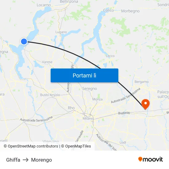 Ghiffa to Morengo map