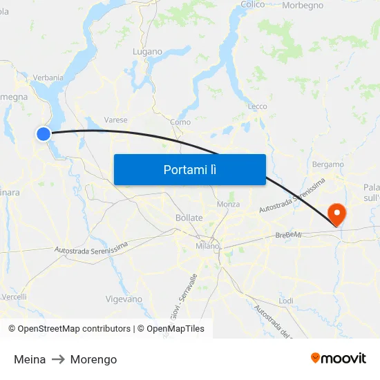 Meina to Morengo map