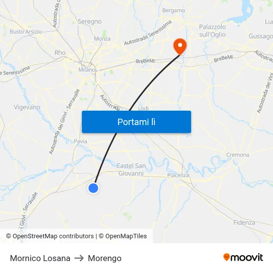 Mornico Losana to Morengo map