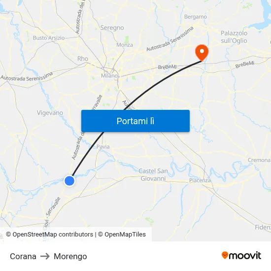 Corana to Morengo map
