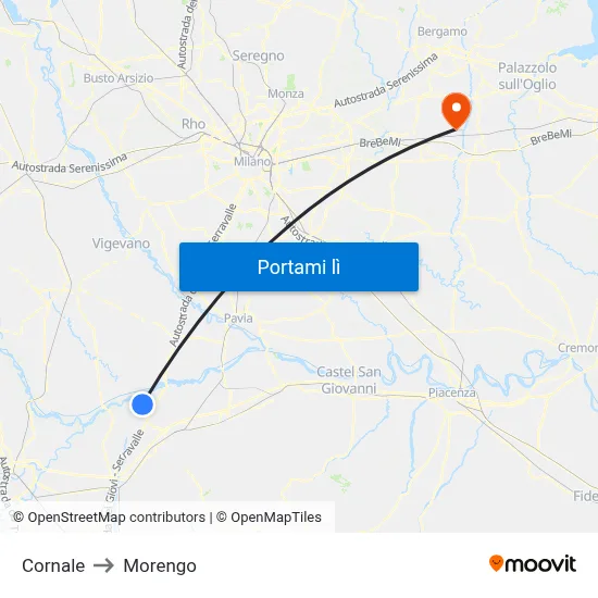 Cornale to Morengo map