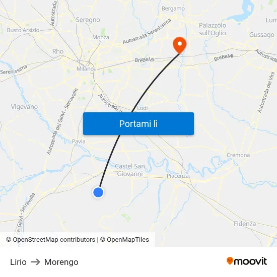 Lirio to Morengo map
