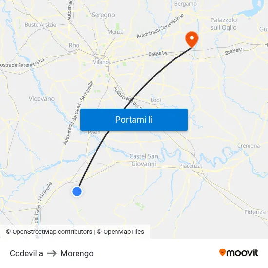 Codevilla to Morengo map