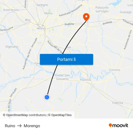 Ruino to Morengo map