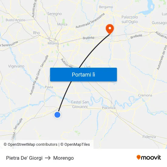 Pietra De' Giorgi to Morengo map
