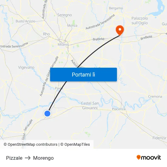 Pizzale to Morengo map