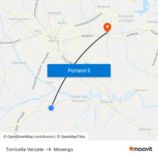 Torricella Verzate to Morengo map