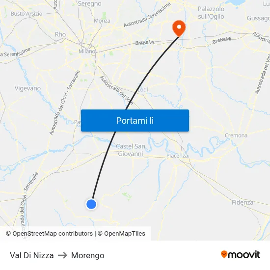 Val Di Nizza to Morengo map