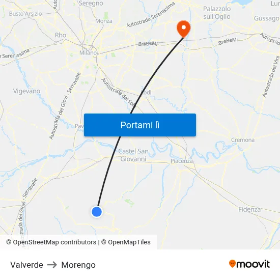 Valverde to Morengo map