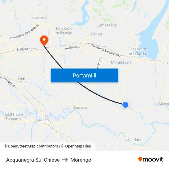 Acquanegra Sul Chiese to Morengo map