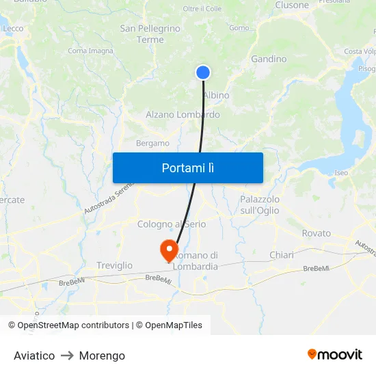 Aviatico to Morengo map