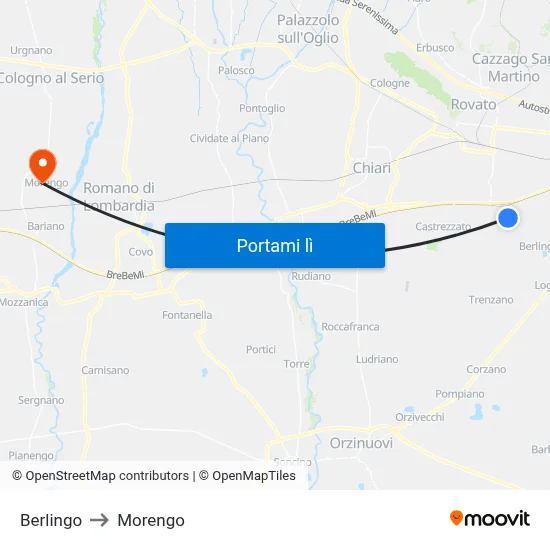 Berlingo to Morengo map