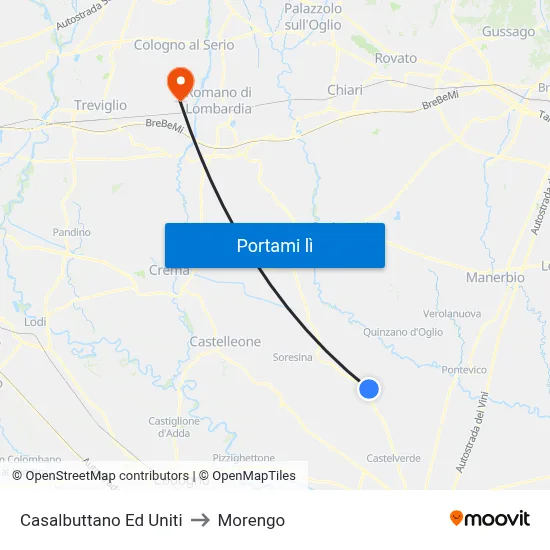Casalbuttano Ed Uniti to Morengo map